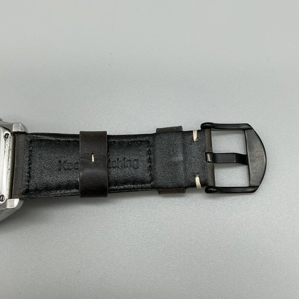 Elini Jumbo Chronograph Mens Watch 45mm Panda Leather Swiss New Battery